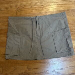 BP Women's tan camp zipper and drawstring Mini Skirt L